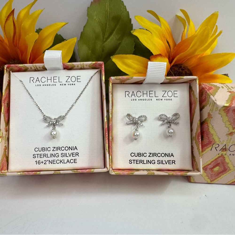 Rachel Zoe Sterling Silver CZ Necklace and Earring Set